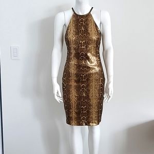 Caché sequin animal print dress NWOT